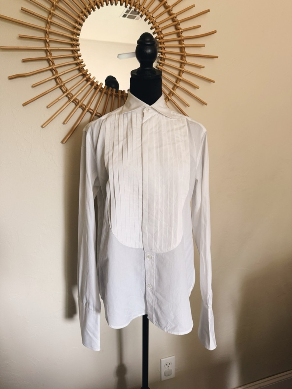 Purple Label Ralph Lauren White Pleated Button-Up Shirt